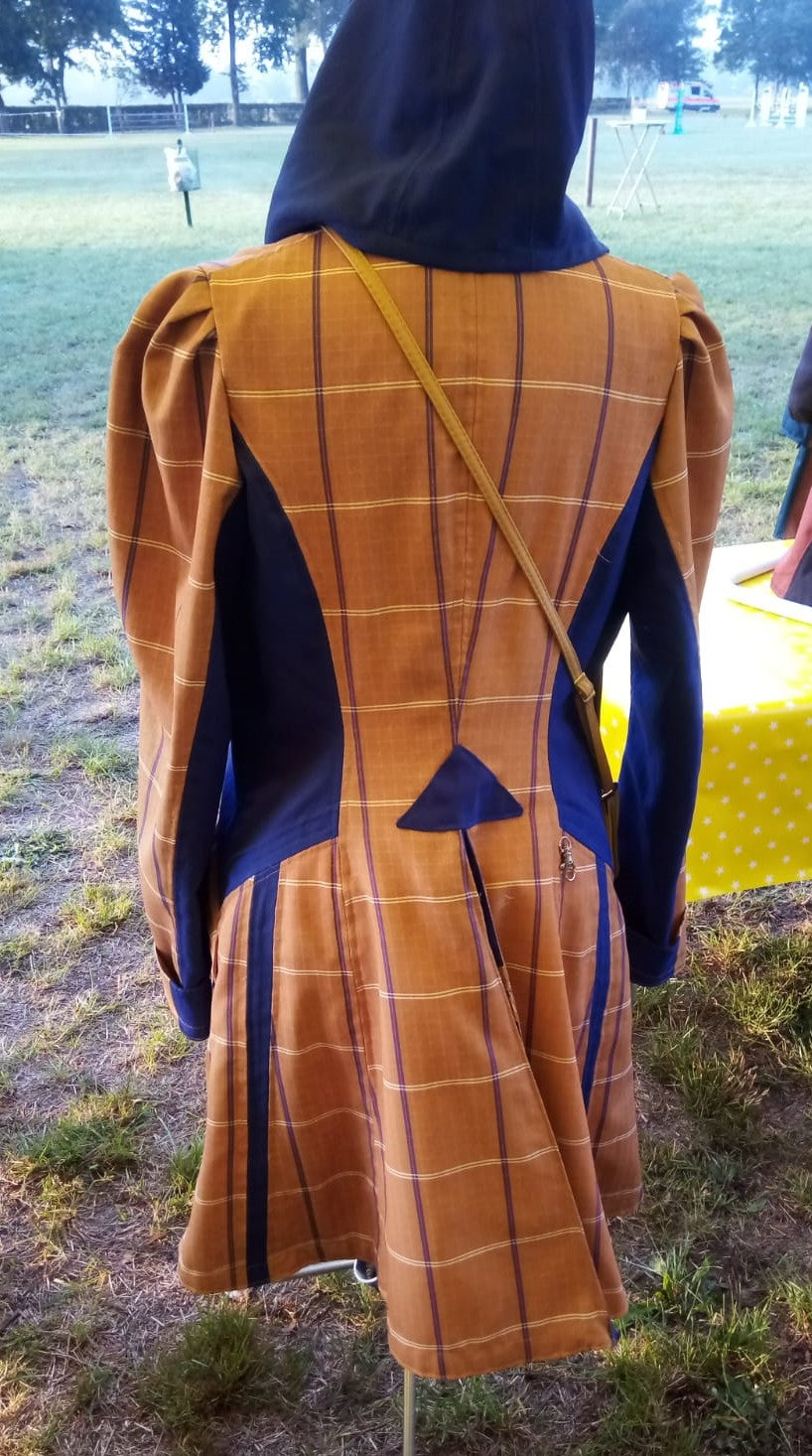 5 Wetterjacke , Regenjacke, blau/gelb-kariert