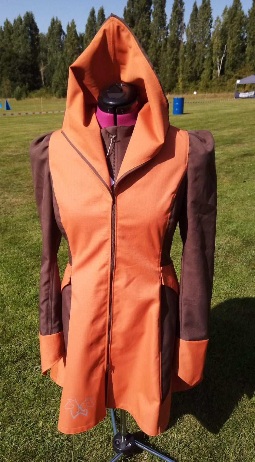 8 Wetterjacke , Regenjacke, orange-braun